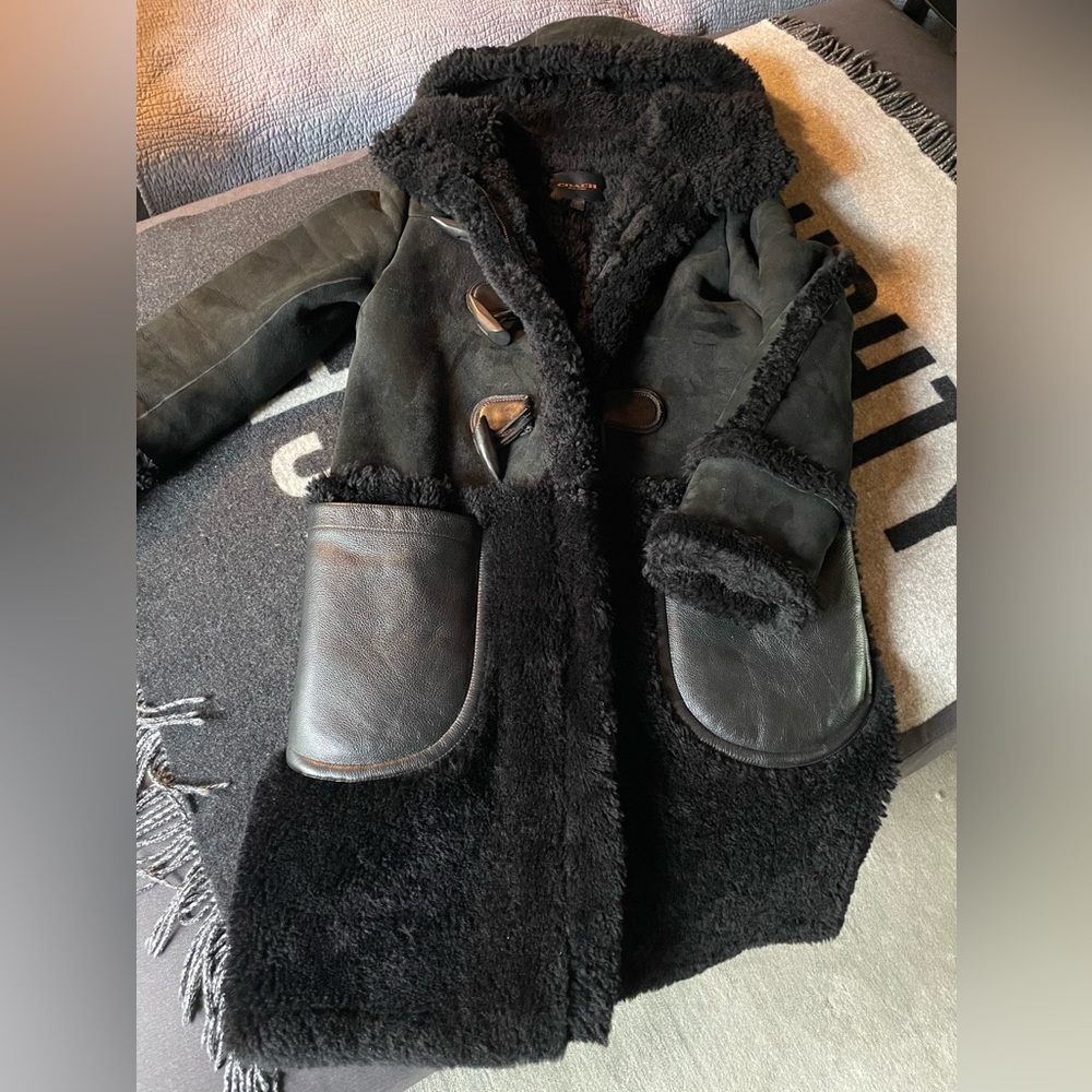 Coach Shearling Duffle Coat Jacket with Wooden Toggles and Ridiculous Hood! - Picture 1 of 16